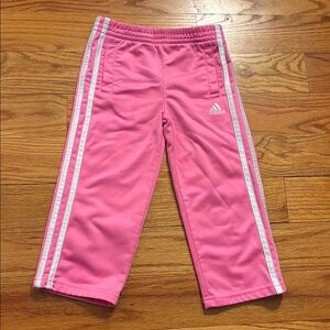 Adidas Kids Pink Joggers with White Stripes